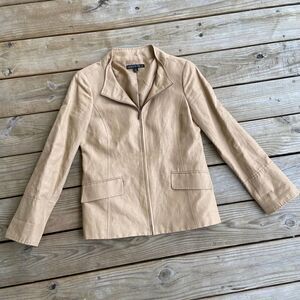 Lafayette 148 Linen Blend Blazer Tan Beige Size 4
